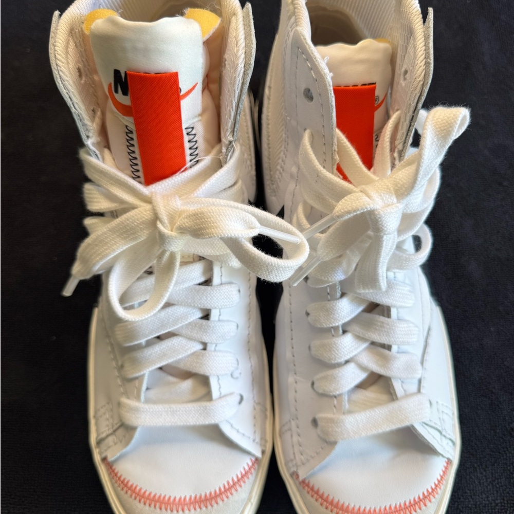 Nike White and Orange High-Top Sneakers